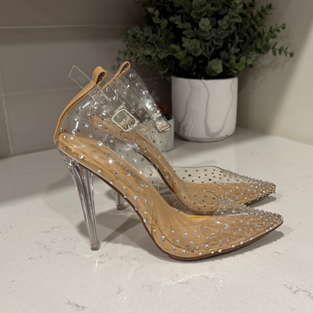 Dream Pairs Clear Studded Heels
